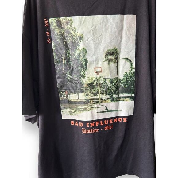 Misguided T-shirt Bad Influence hot line girl 2017 Men's Adult Size 10 - Picture 4 of 7